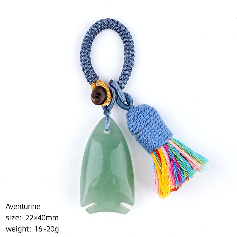 Natural cristal pequeno peixe chaveiro boêmio saco de roupas carro ágata jade pingente em forma de peixe