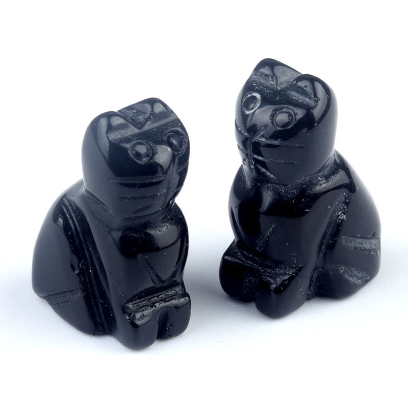 1659-1 polegada de gatinho esculpido em cristal natural de ágata semipreciosa escultura de animais em pé com mini decoração