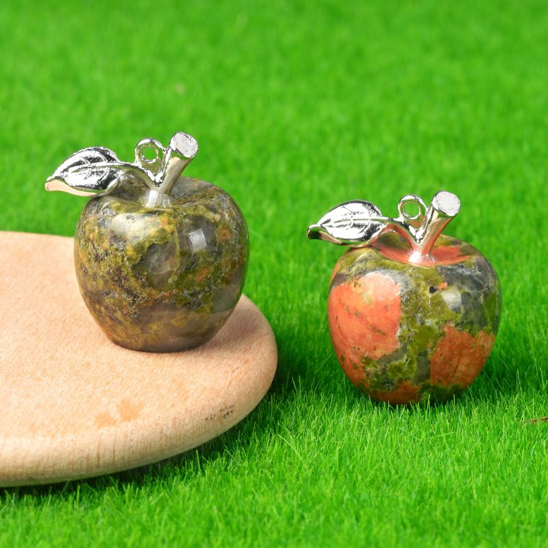 1718-Mini Pingente de Maçã de Cristal Natural Pingente de Maçã Pequeno, Véspera de Natal