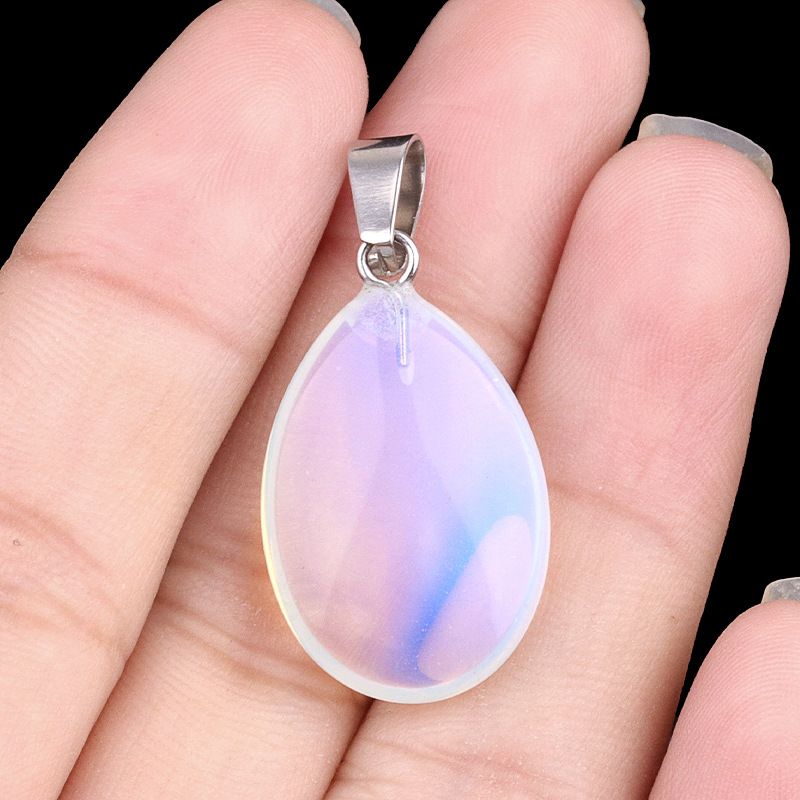 1743-16X24mm pedra de cristal natural ágata pingente de gota de água plana, pingente de pedra DIY acessórios de jóias