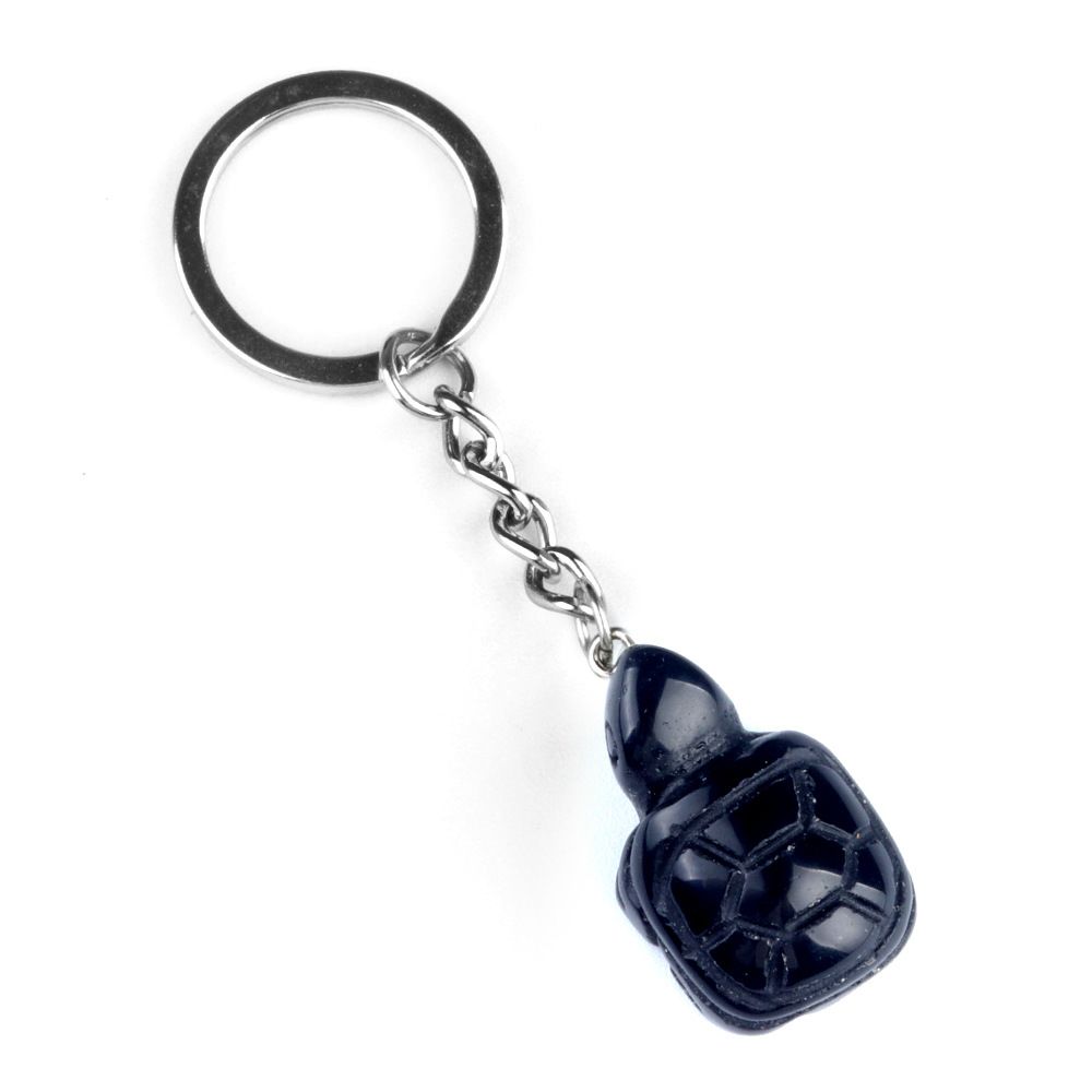 1944-Chaveiro de tartaruga pequena, agate de cristal pingente de chave de animal gravado em pedra semipreciosa