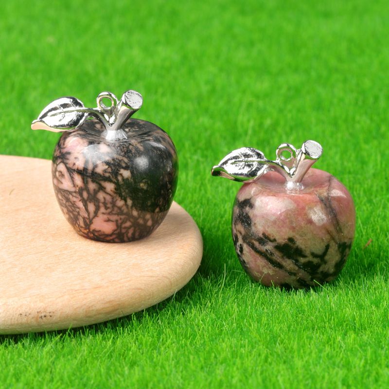 1718-Mini Pingente de Maçã de Cristal Natural Pingente de Maçã Pequeno, Véspera de Natal