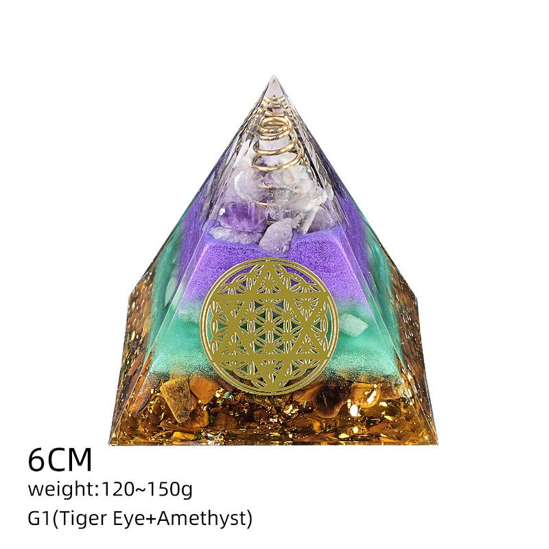 6Cm cristal bola pirâmide ornamento de mesa Chakra Yoga Meditação Resina Yoga Meditação Resina Epóxi