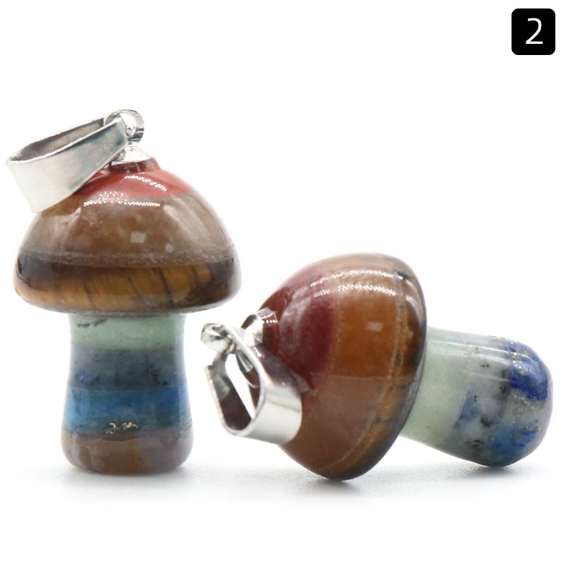 1291-Pingente de cogumelo pequeno de 2cm de pedra colorida, processo de emenda de cristal natural, ornamento de cogumelo de paisagismo de micro-paisagem