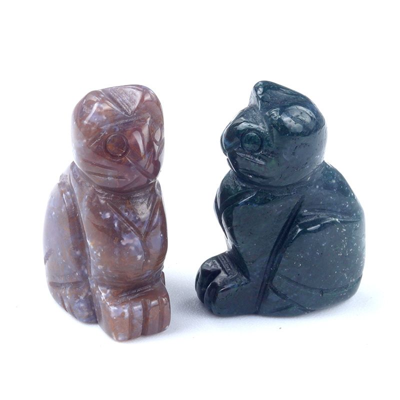 1659-1 polegada de gatinho esculpido em cristal natural de ágata semipreciosa escultura de animais em pé com mini decoração
