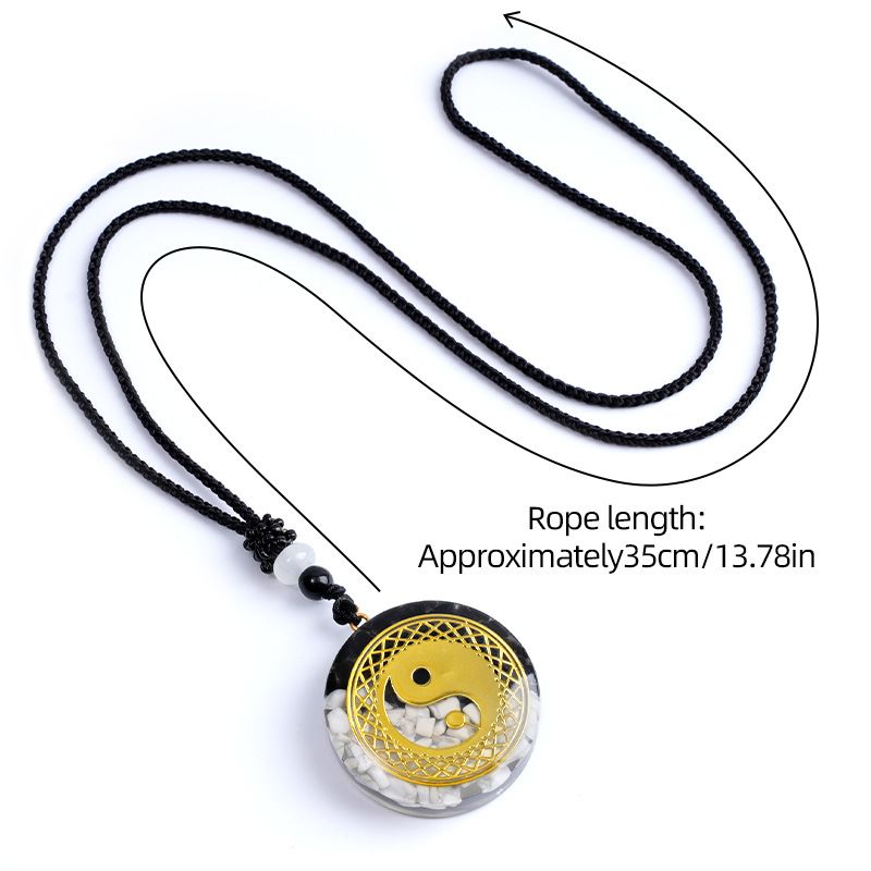 Novo Colar De Resina Bagua Natural Branco Pinho Hei Yao Cascalho Epóxi Incrustado Tai Chi Pingente Jóias