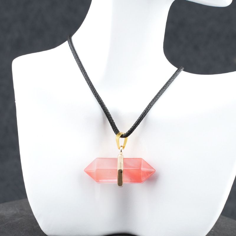 Colar de pilar hexagonal de pedra de cristal natural 13 * 36mm bala pingente de jóias DIY