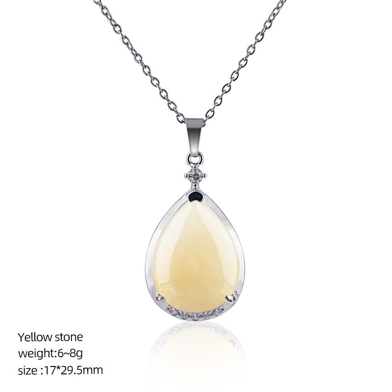 Pingente de gota de água de cristal natural popular com corrente de clavícula incrustada de cobre diamante colar de gota de água de ametista natural