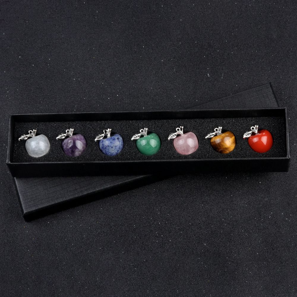 1790-20Mm Sete Pedra Meridiana Pequeno Conjunto de Maçã Pedra de Cristal Natural Chakra Maçã Presente de Natal