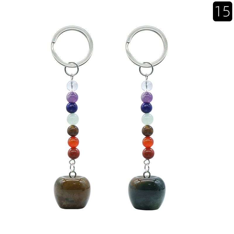 1478-Pequeno Chaveiro de Maçã Cristal Natural Pedra Colorida Pingente De Maçã De 20mm, Decoração De Véspera De Natal