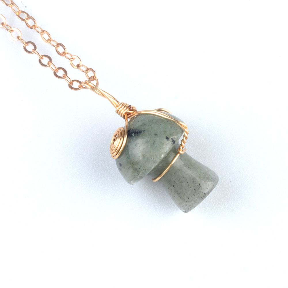 1507-Pedra de cristal natural 20mm pequeno cogumelo enrolamento pingente DIY pingente