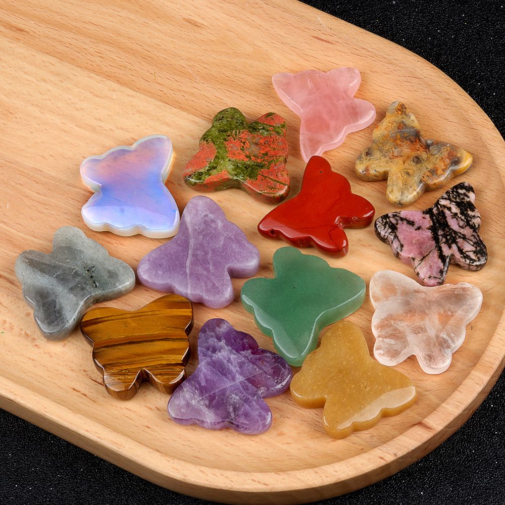 1792 - 30 × 35 mm grande borboleta não porosa, pedra de ágata de cristal natural, borboleta esculpida enfeite de mesa para casa