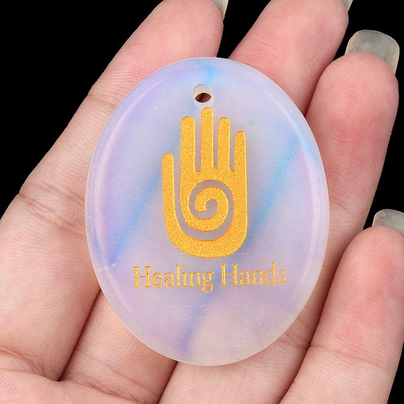 Pingente de letras de pedra de cristal de ornamento de pedra natural Mãos de cura