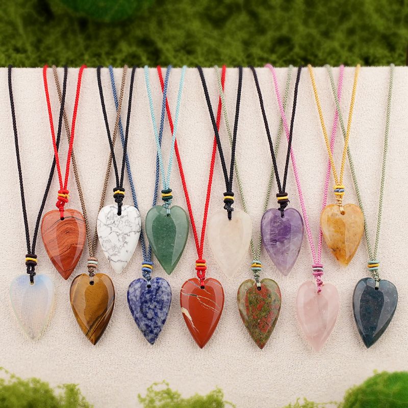 Cristal natural amor ágata pêssego coração colar coração pingente DIY jóias pingente mercadoria cênica