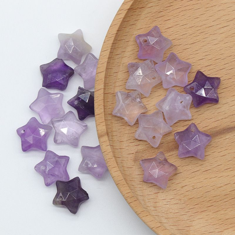 Pingente de pentagrama facetado 1590-10mm, acessórios de mini estrela de pedra de cristal atacado DIY jóias estrela