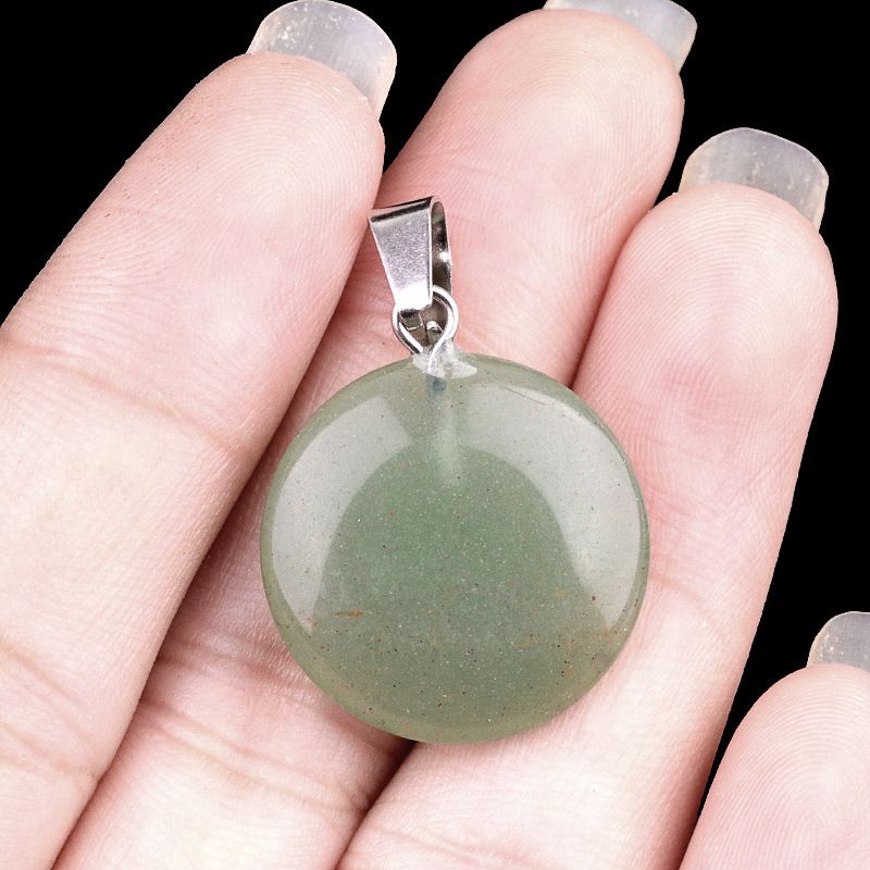 1821-20Mm cristal ágata jade redondo pingente plano, pingente de disco de pedra semipreciosa acessórios de jóias DIY