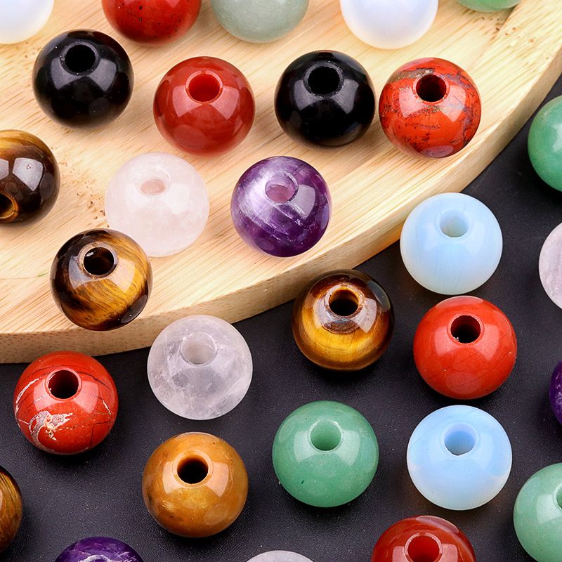 2019-Grandes contas de buraco de cristal natural ágata pedra grande buraco solto contas 18mm buraco 5mm DIY jóias materiais de vestuário