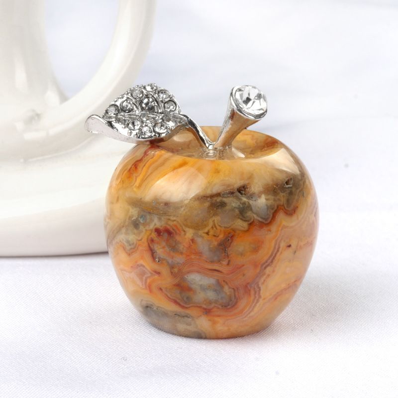 Maçã grande 1742-30Mm, ornamento de pedra de cristal natural, ornamento de maçã de cristal de Natal na véspera de Natal