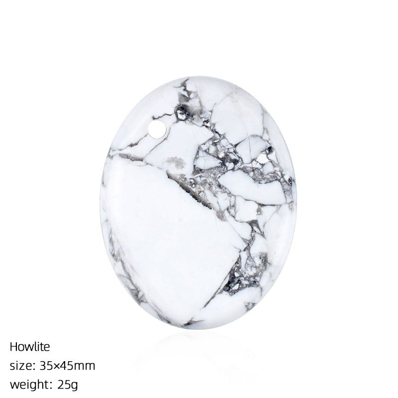Pingente de pedra de cristal natural pingente de colar DIY 35 * 45 orifício de borda oval material de letras de pedra natural