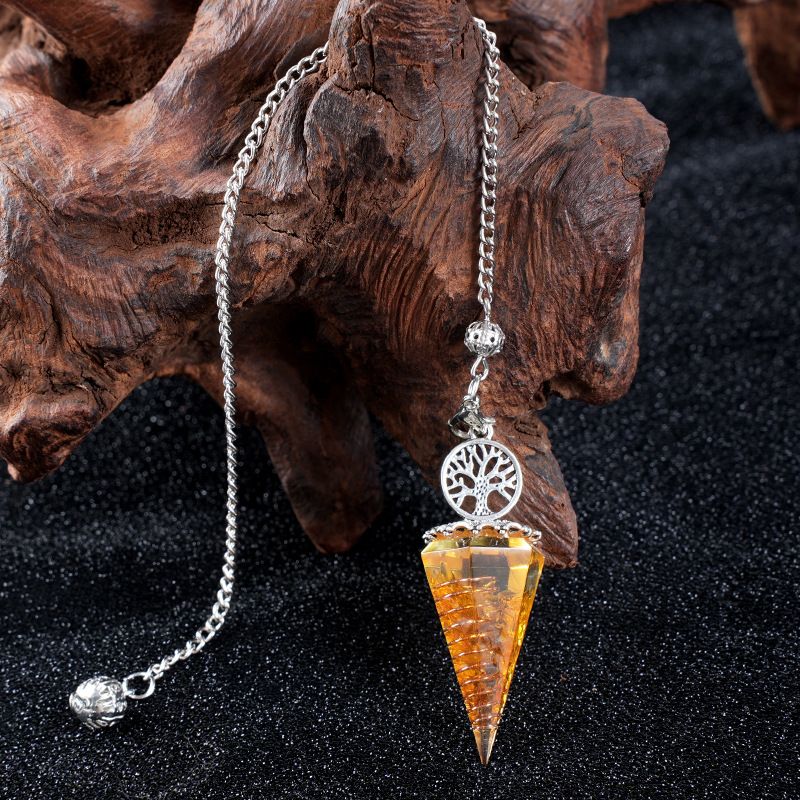 Nova Liga Árvore da Vida Pingente De Resina Pingente De Cristal Meditação Pêndulo De Corrente De Cinto Epóxi Vintage