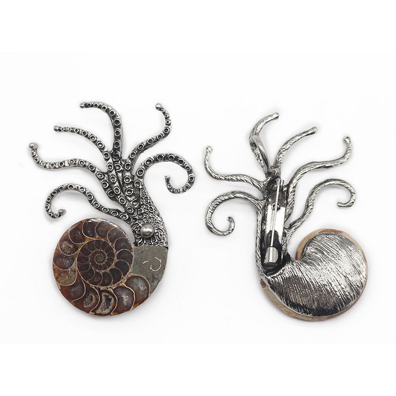 Broche de polvo de caracol de cor 1613, broche de pingente de jóias de vida marinha de polvo grande exagerado decoração de dupla finalidade