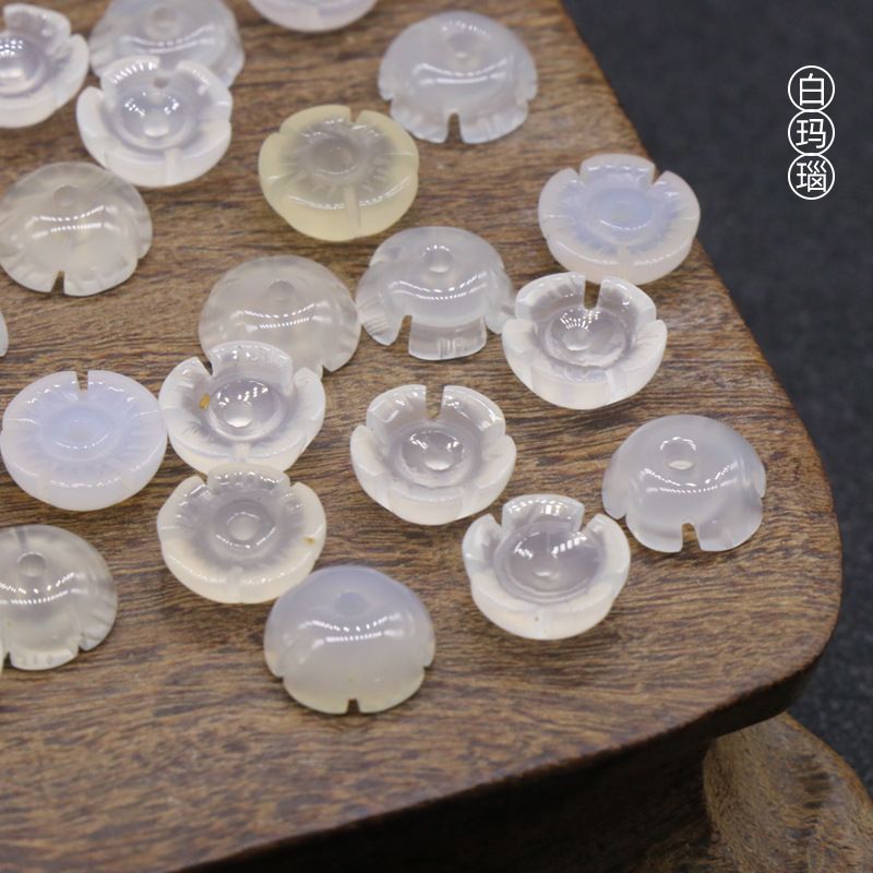 261-Jade Crystal Agate DIY Magnolia Hairpin Acessórios, pétalas esculpidas, feitos à mão