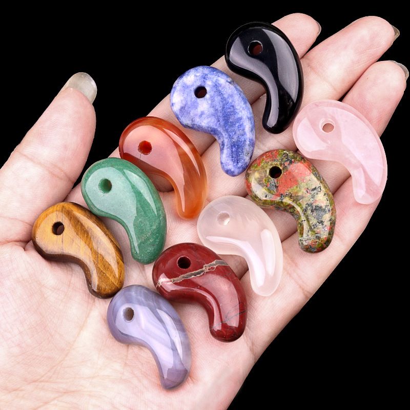 1212-Cristal natural 18X30 buraco 3mm gancho pingente de jade, anime yin e yang big dog Ibaraki vinho engolindo faca demoníaca Ji