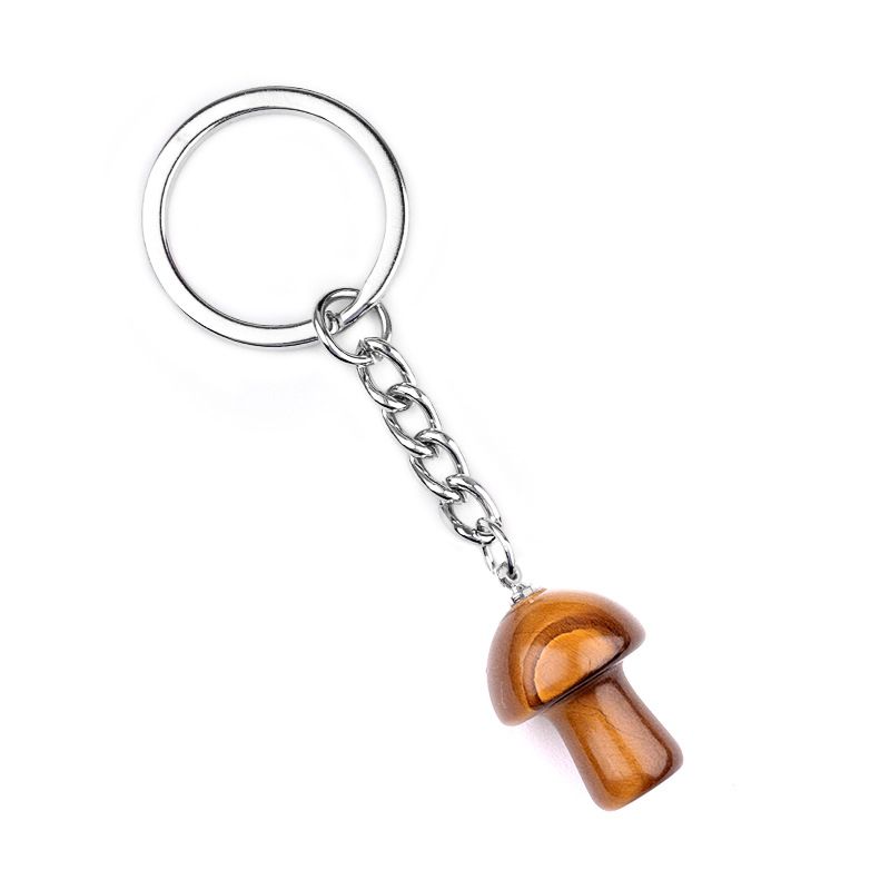 1324-Pedra de cristal natural de ágata 2cm pequeno cogumelo chaveiro pingente bonito saco de jóias pingente pequeno presente