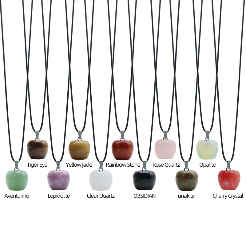 1479-Pedra de ágata de cristal natural 20mm pingente de maçã DIY acessórios decorativos para véspera de Natal