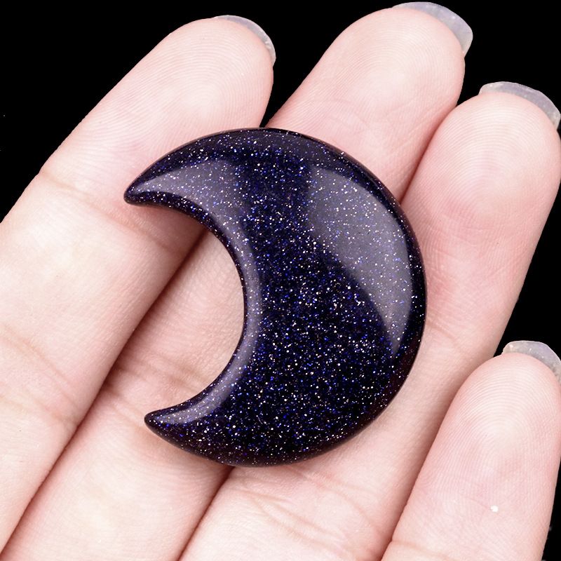 1602-30Mm lua, forma crescente de pedra de ágata de cristal natural DIY lua não porosa acessórios material