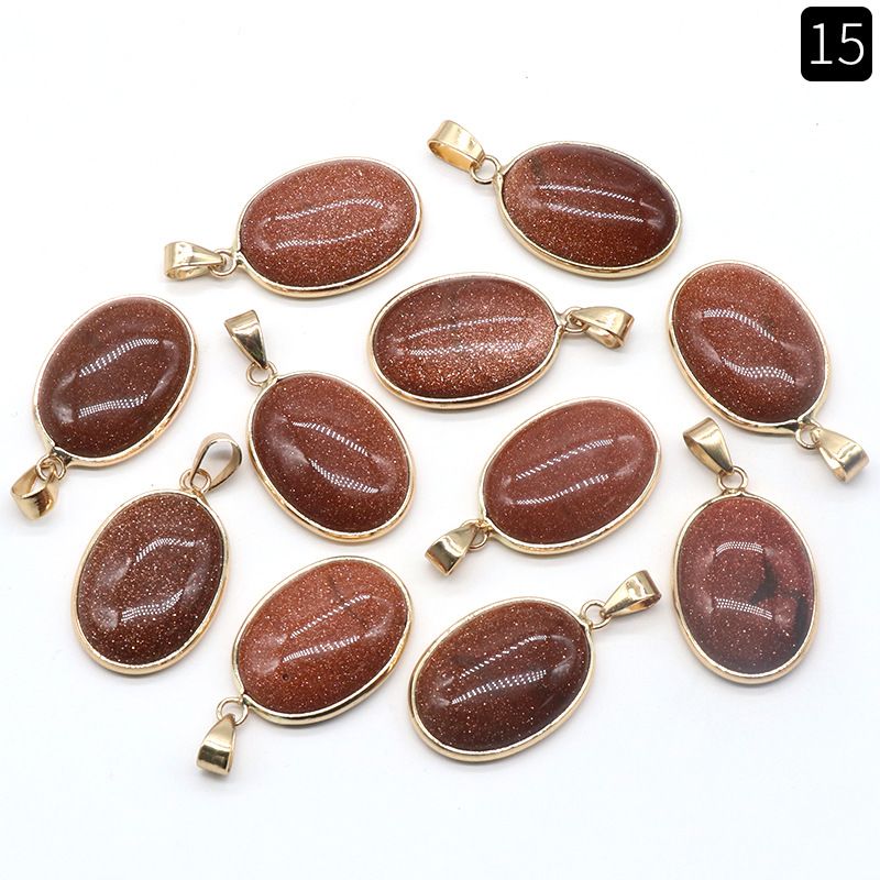 1430-Pingente de bainha oval de cristal de ágata natural, colar de cobre com meia face em forma de ovo