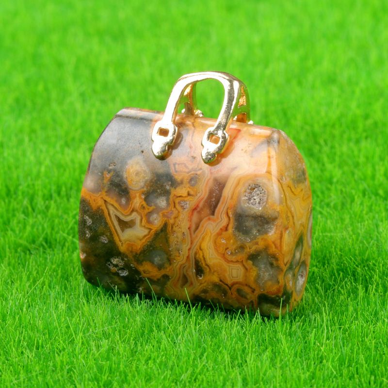 1710-Mini bolsa de pedra de cristal natural, pingente de ametista ins decoração de cristal em pó de vento criatividade