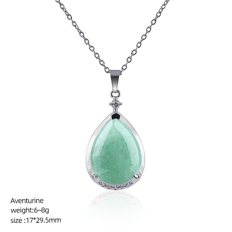 Pingente de gota de água de cristal natural popular com corrente de clavícula incrustada de cobre diamante colar de gota de água de ametista natural