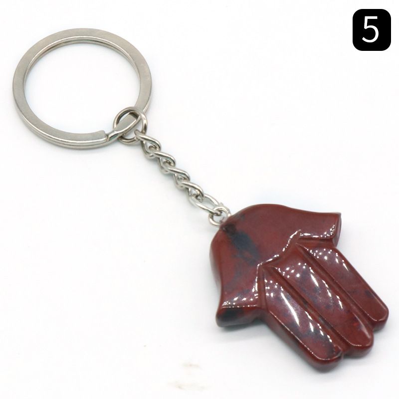 1051-Fátima Mão Keychain Cristal Natural Pedra Palma Keychain, Escultura em Pedra, Bolsa Pingente