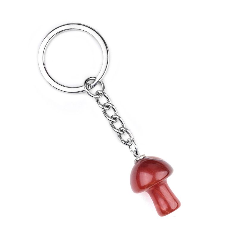 1324-Pedra de cristal natural de ágata 2cm pequeno cogumelo chaveiro pingente bonito saco de jóias pingente pequeno presente