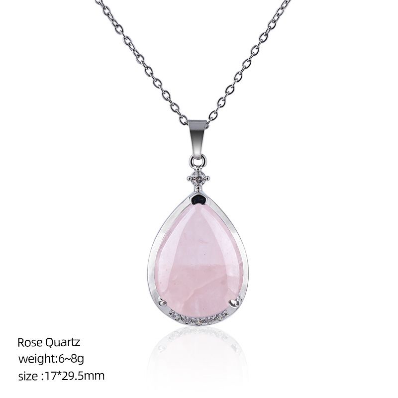 Pingente de gota de água de cristal natural popular com corrente de clavícula incrustada de cobre diamante colar de gota de água de ametista natural