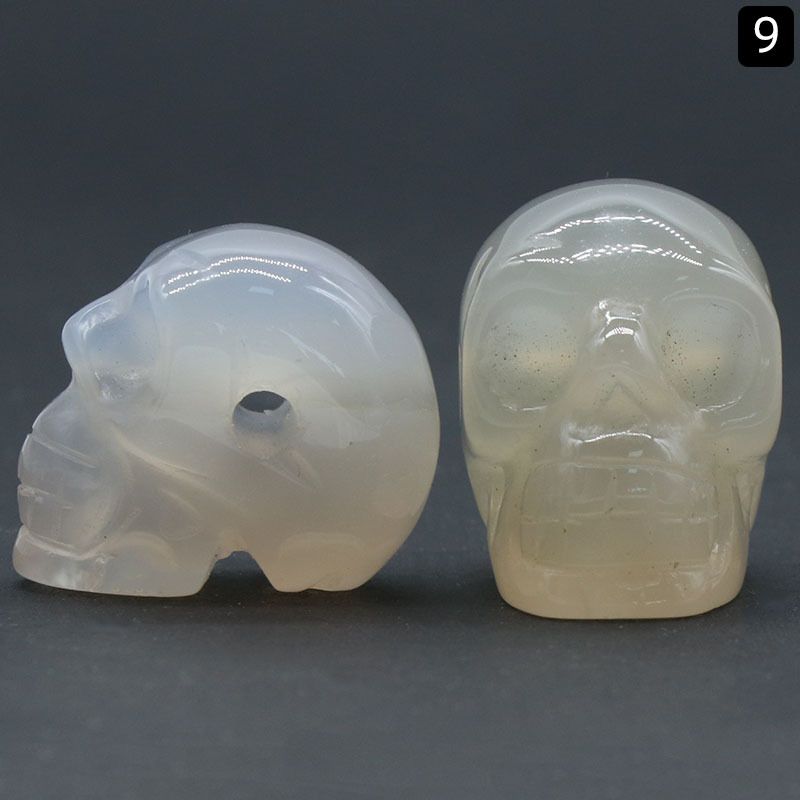 1365-Acessórios de pingente de cabeça fantasma de crânio de pedra semipreciosa de cristal natural, artesanato de Halloween pequenos ornamentos