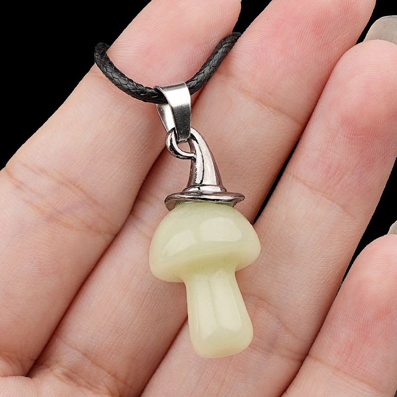 2351 Presente de Natal chapéu de bruxa ágata cogumelo colar cristal natural cogumelo forma pingente vintage jóias