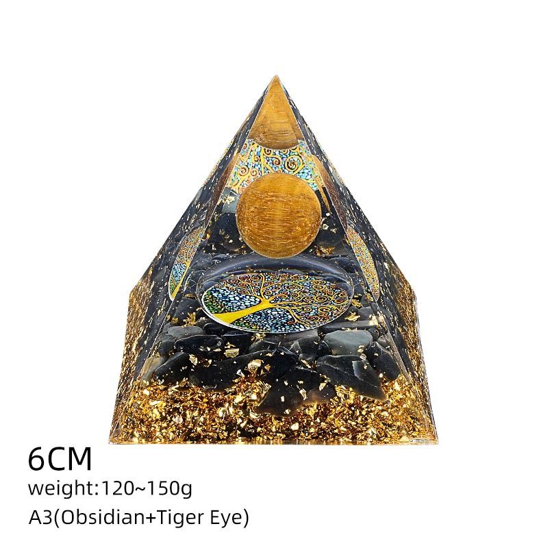 6Cm cristal bola pirâmide ornamento de mesa Chakra Yoga Meditação Resina Yoga Meditação Resina Epóxi