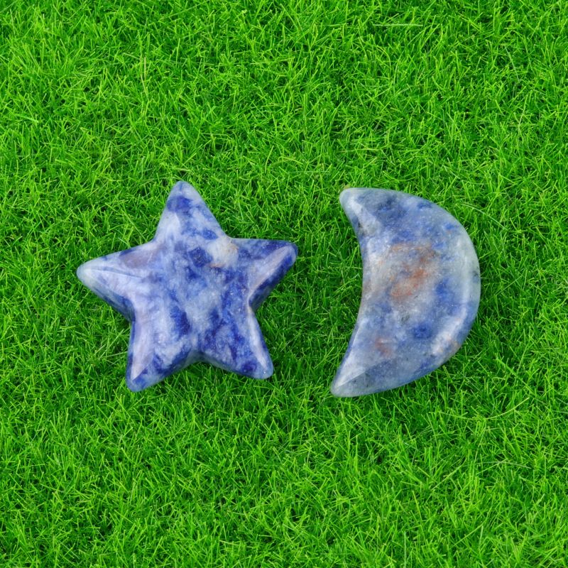 1702-Pedra semipreciosa de ágata de cristal natural 20mm pentagrama não poroso estrela lua acessórios de decoração