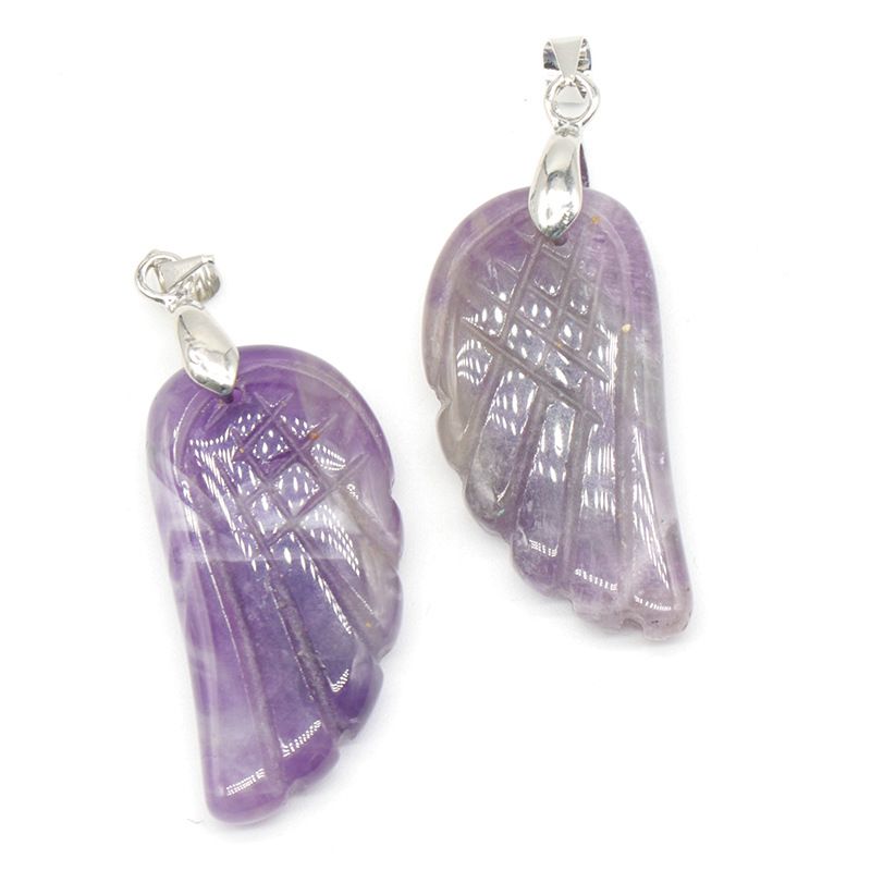 1608-32Mm pingente de asa, pedra de ágata de cristal natural gravado pingente de asa DIY acessórios de jóias