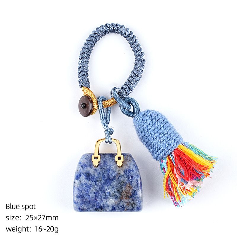 2485 Pedra natural semi-preciosa saco chaveiro criativo mão-tecido carro roupas acessórios cristal ágata pingente