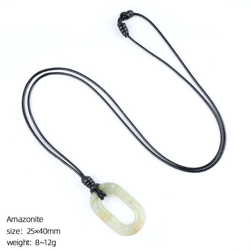 25 * 40Mm colar de pedra natural O-ring europeu e americano retro ajustável suéter corrente oval grande buraco círculo pingente