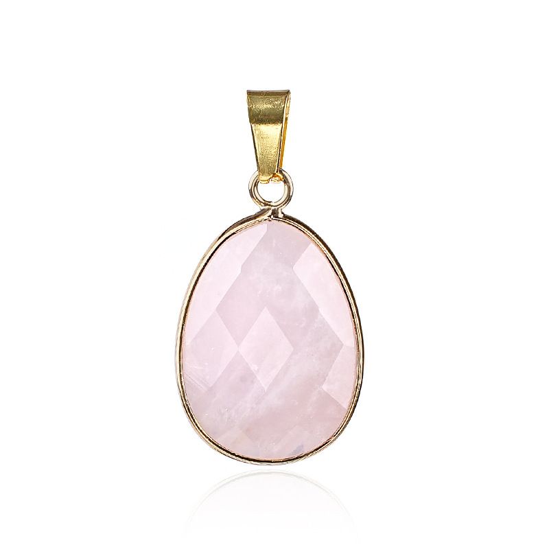 Pingente de seção de cristal natural, popular na Europa e América, colar de ametista de pedra semipreciosa com bainha de cobre oval