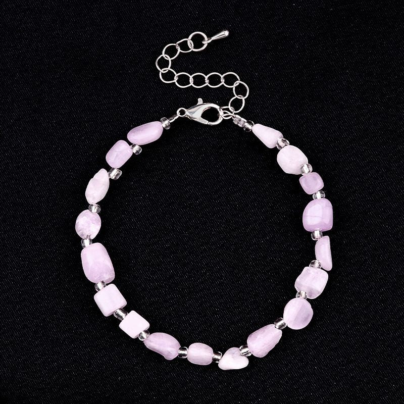 2077-Pulseira de ametista cristal azul turmalina cabelo cristal pulseira de pedra irregular mercadoria cênica