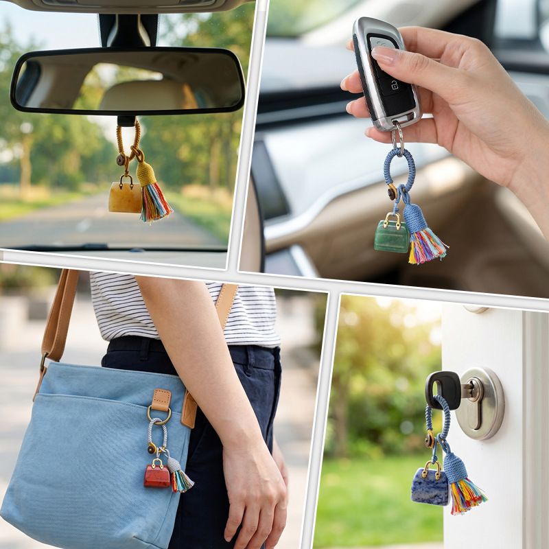 2485 Pedra natural semi-preciosa saco chaveiro criativo mão-tecido carro roupas acessórios cristal ágata pingente