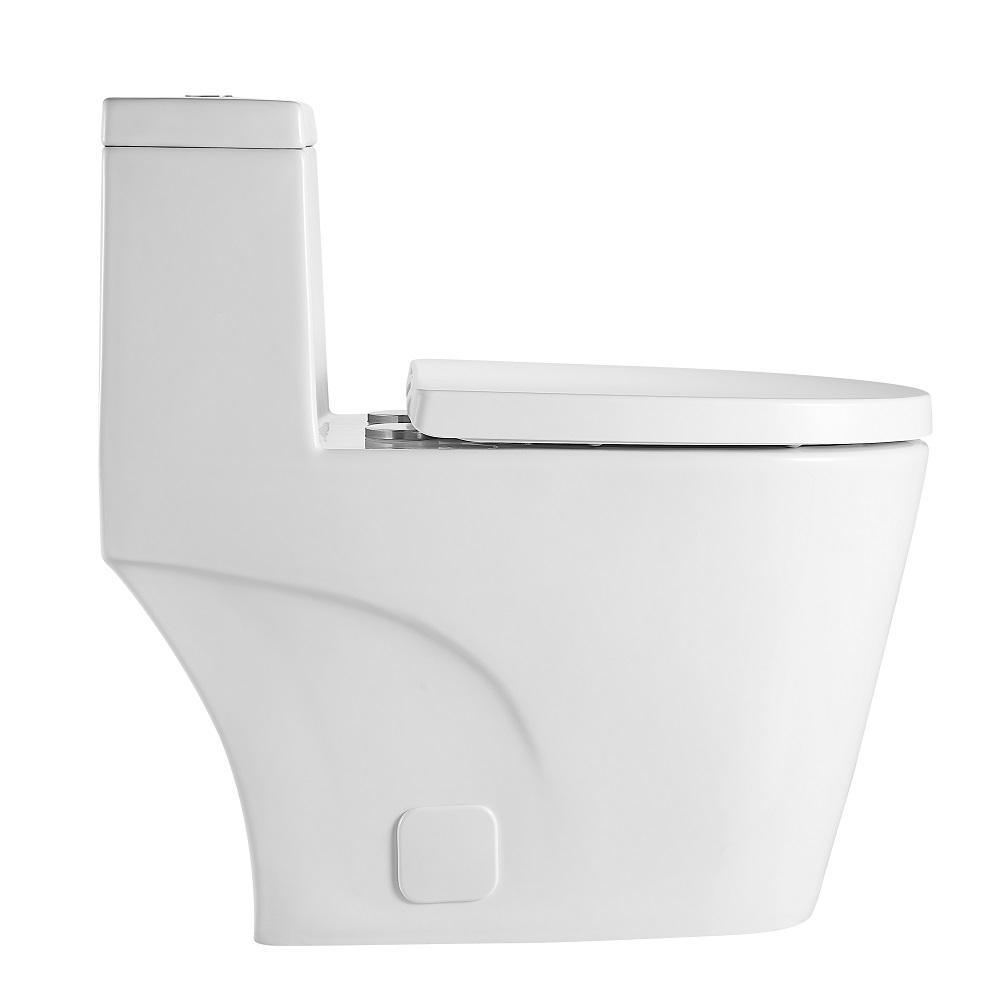 1-Piece 1.28 GPF Dual Flush High Efficiency Elongated Toilet in White, Seat Included