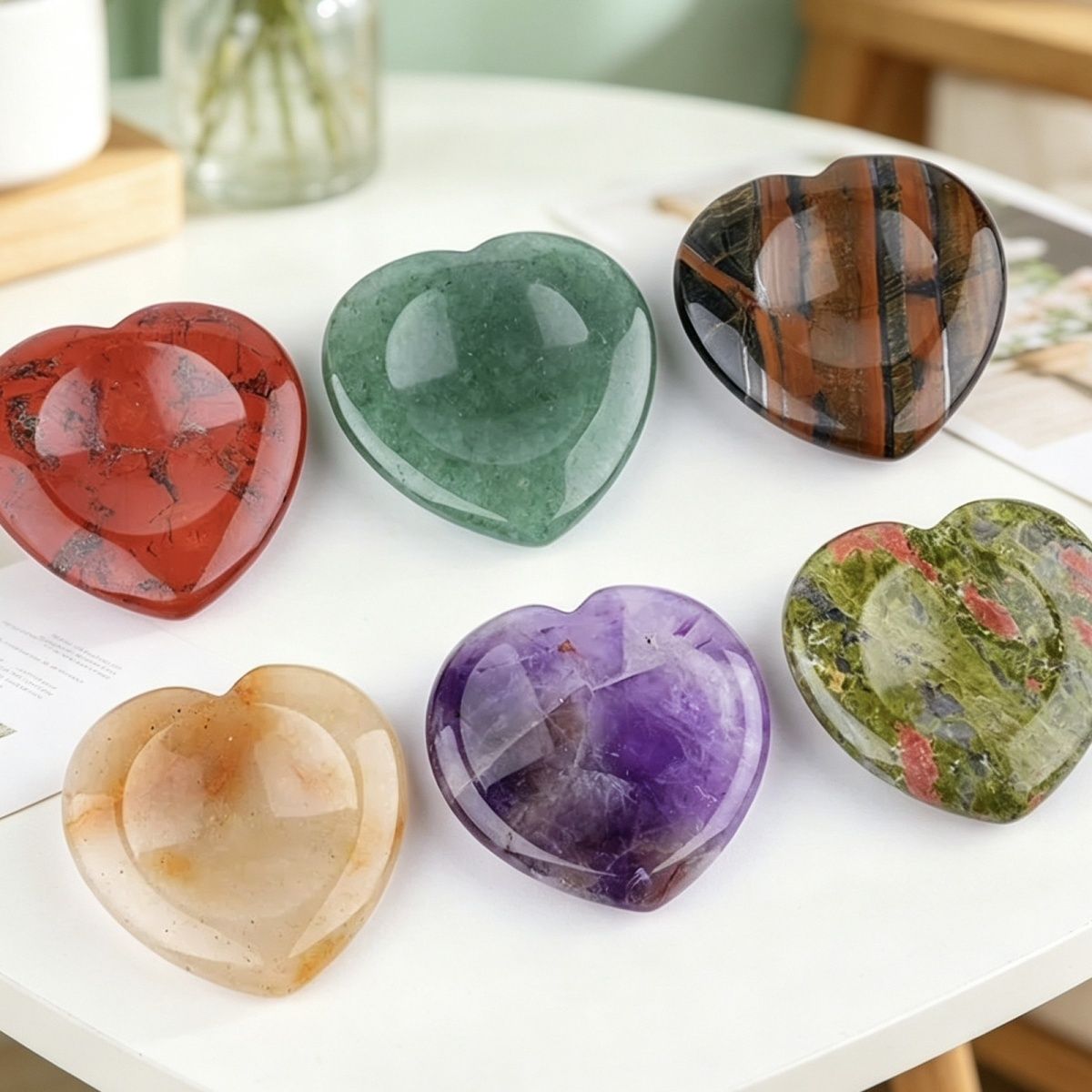 40Mm de cristal natural polegar de pedra de palma Ágata de jade transfronteiriça europeia e americana escultura sulco em forma de coração amor polegar de pedra