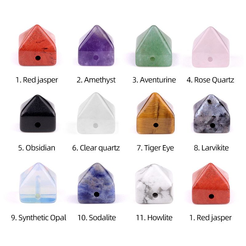 2088-Venda quente transfronteiriça cristal natural pedra semipreciosa 10mm pirâmide buraco reto DIY colar pulseira de jóias