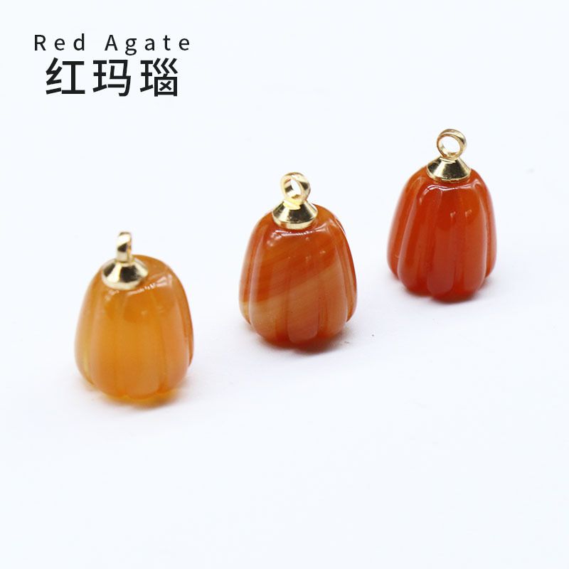 Cristal natural ágata jade gravado pequeno pingente de flor de abóbora DIY pulseira colar brincos acessórios de jóias